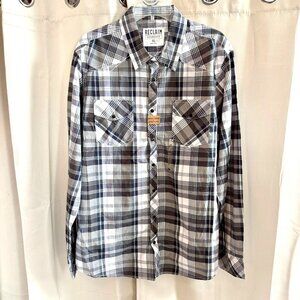 Reclaim Mens Western Shirt Size XL Plaid Snap Button Farm Rodeo Ranch Work 17834